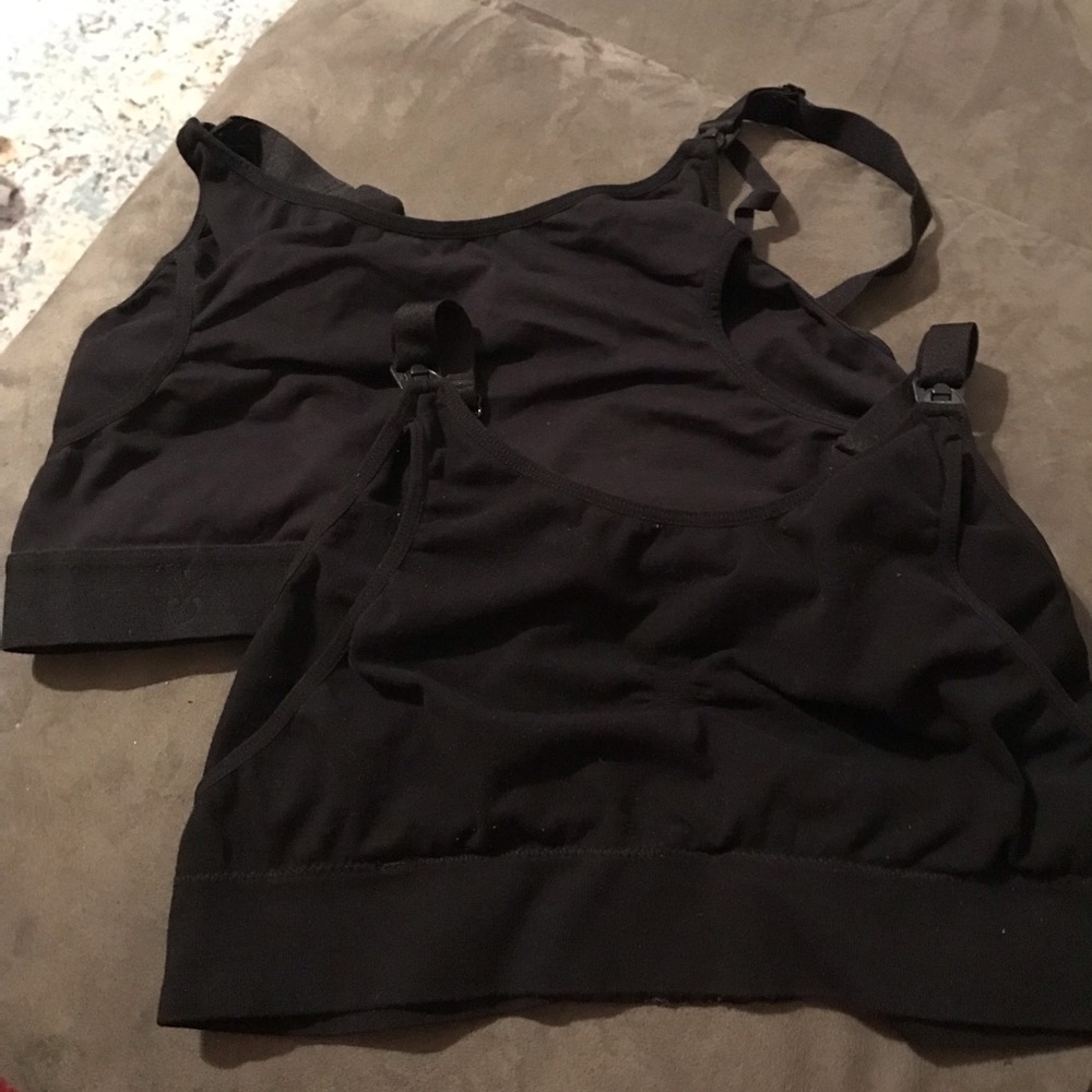 Two Black Nursing and Pumping Bras